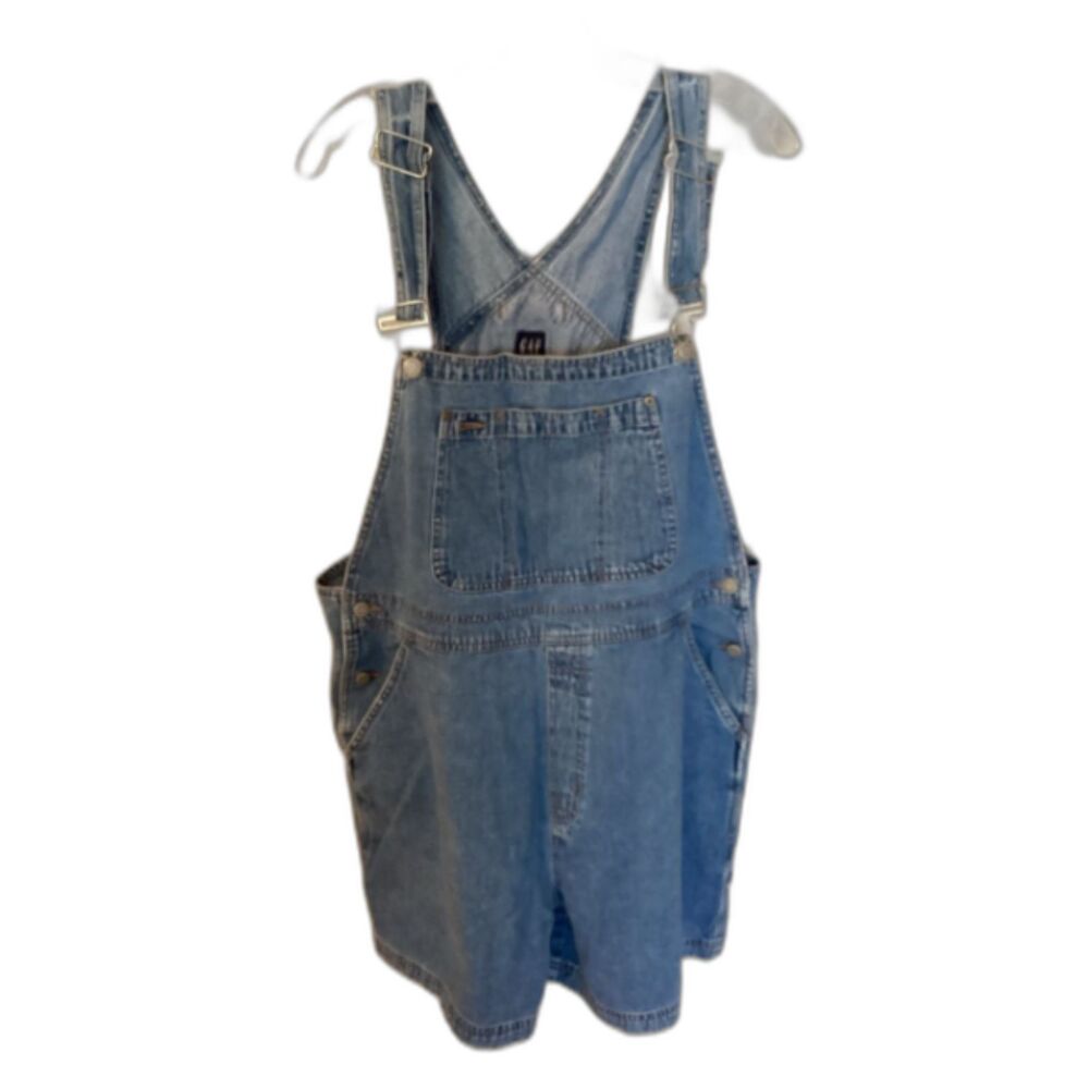 GAP SZ XL MEDIUM BLUE DINIM SHORT OVERALLS SHORTALLS 100% COTTON